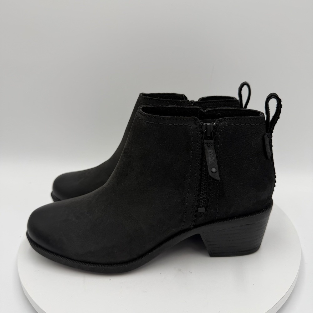 TEVA Anaya Black Waterproof Leather Ankle Boots/ Booties Women's Size 9.5